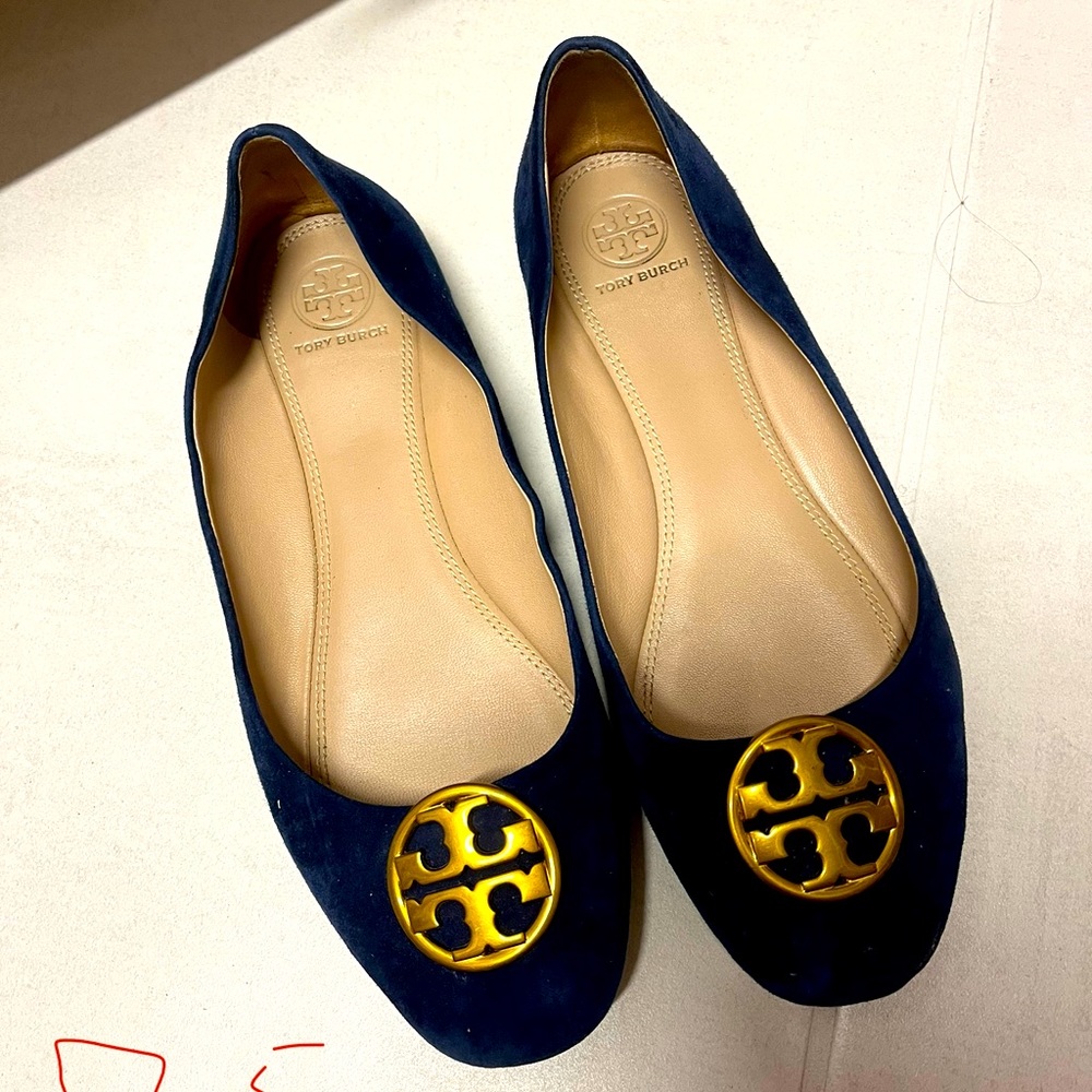Tory Burch flats navy blue Swede